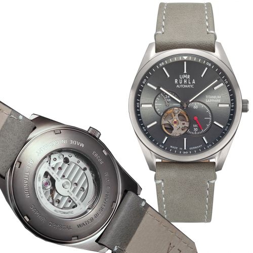 UMR RUHLA Automatic 80303 Herren Armbanduhr Titan, Spahirglas, kleine Sekunde, 24h-Anzeige