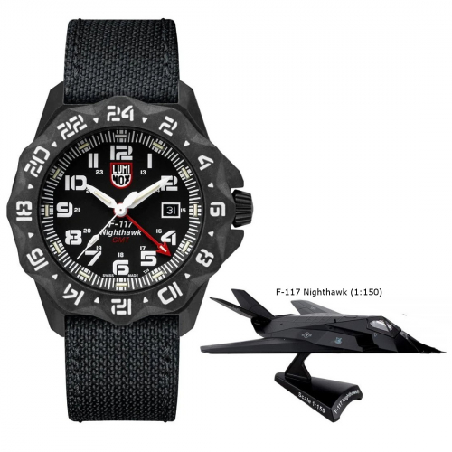 Luminox F-117 Nighthawk Pilotenuhr XA.6441, Saphirglas GMT 20ATM, 44 mm, Miniature