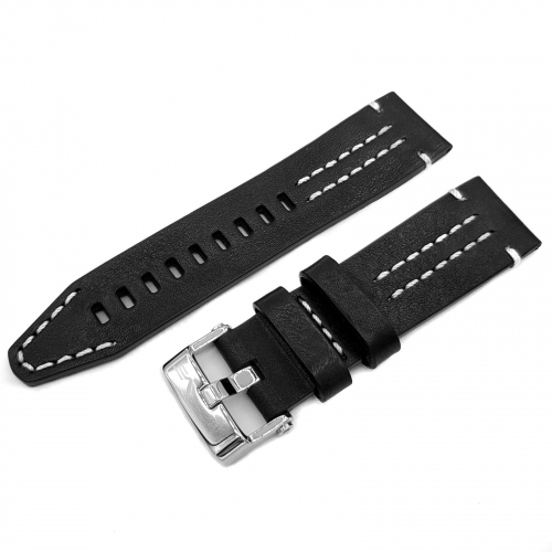 Vostok Europe Ekranoplan Lederarmband 25 mm schwarz-weiß