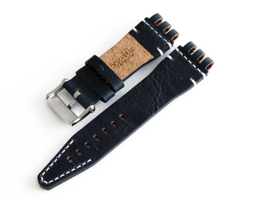Ersatzband Wechselband Vostok Europe Energia Rocket Lederarmband 26 mm blau