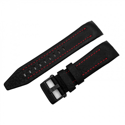 Vostok Europe Lunokhod 2 Lederarmband 25mm schwarz-rot, Schließe schwarz