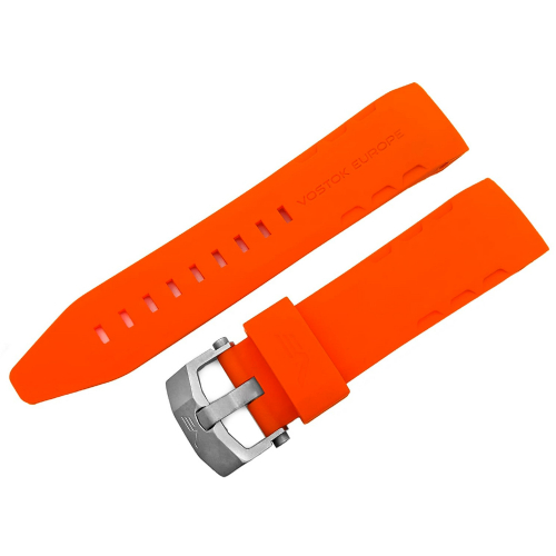 Vostok Europe Lunokhod 2 Silikonarmband 25 mm orange, Schließe silberfarben