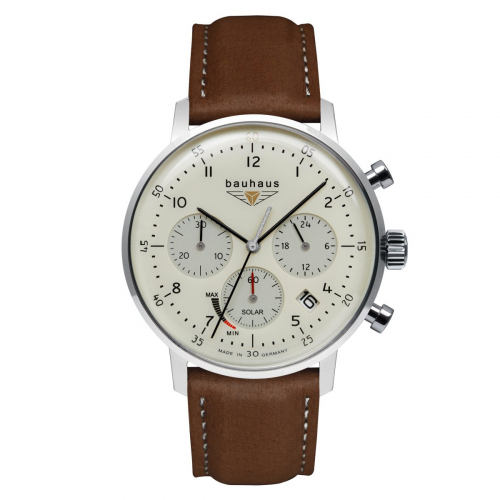 Bauhaus 2086-5 Herrenuhr Solar Chronograph mit Lederarmband