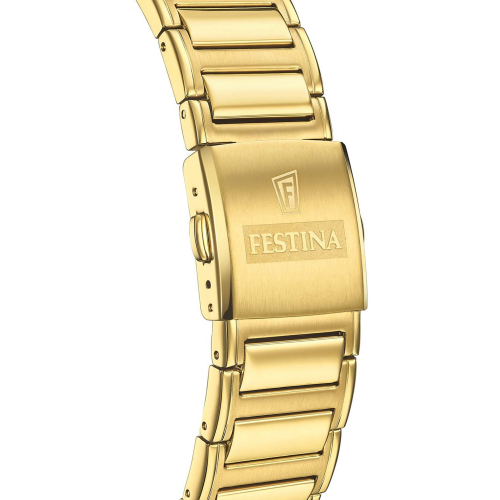 Festina Herren Armbanduhr Armbanduhr F20638-1 Chrono Edelstahl Goldfarben