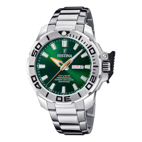Festina Sport F20665-2 Diver Taucher Uhr 20ATM Day-Date, Saphirglas, Wechselband