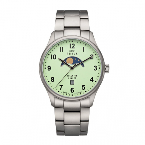 UMR Ruhla Mondphase 20910B Herren Armbanduhr Titan Datum