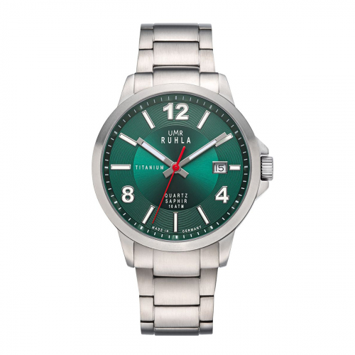 UMR Ruhla 32003 Herren Armbanduhr Titan Datum Saphirglas, 40mm