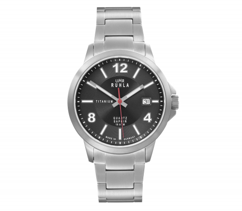UMR Ruhla 32004 Herren Armbanduhr Titan Datum Saphirglas, 40mm