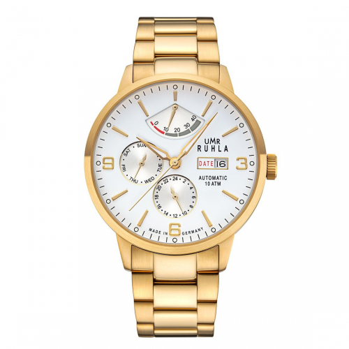 UMR RUHLA Automatic 80274M Herren Armbanduhr Day-Date Gangreserve Goldfarben