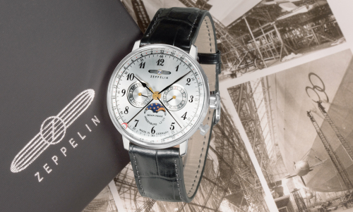 Preview: Zeppelin 7036-1 Herrenuhr Quarz mit Mondphase und Lederarmband