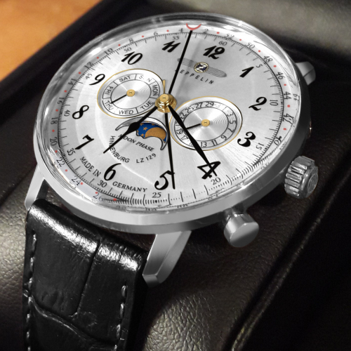 Preview: Zeppelin 7036-1 Herrenuhr Quarz mit Mondphase und Lederarmband