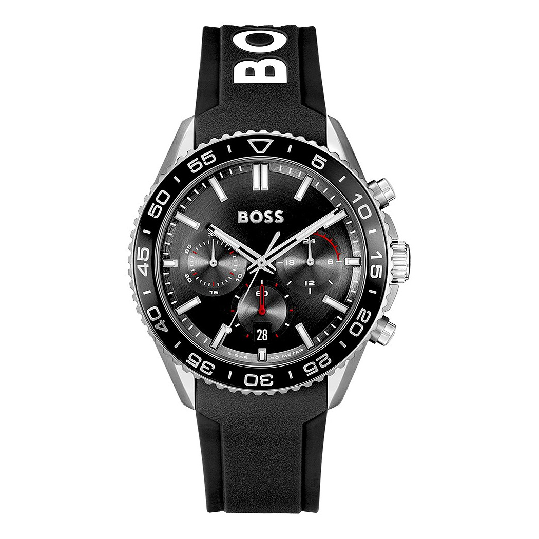 Hugo Boss Herren Armbanduhr 1514141 Runner Chronograph Silikonband