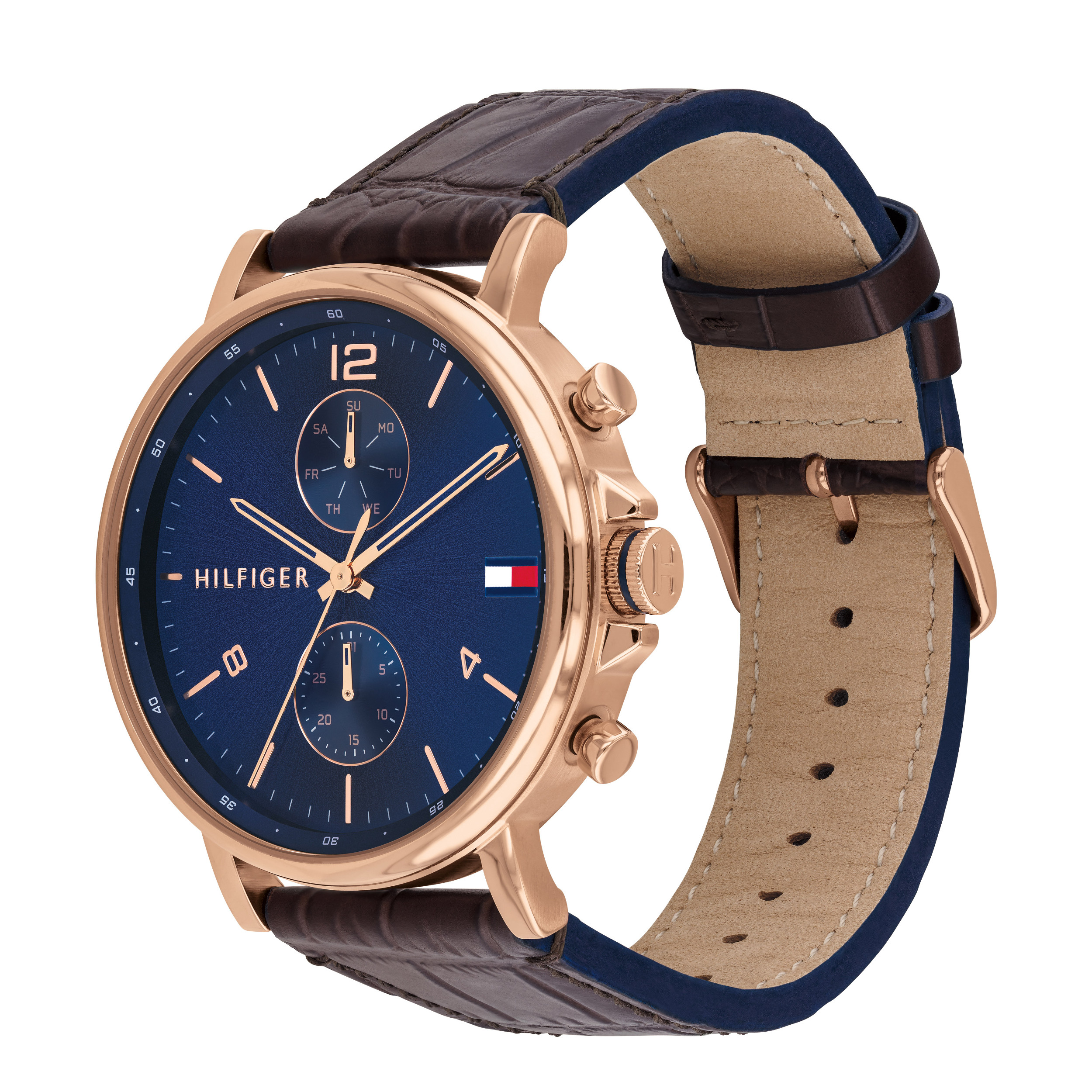 Tommy Hilfiger 1710418 Multifunktion Herren Armbanduhr Day Date Lederband