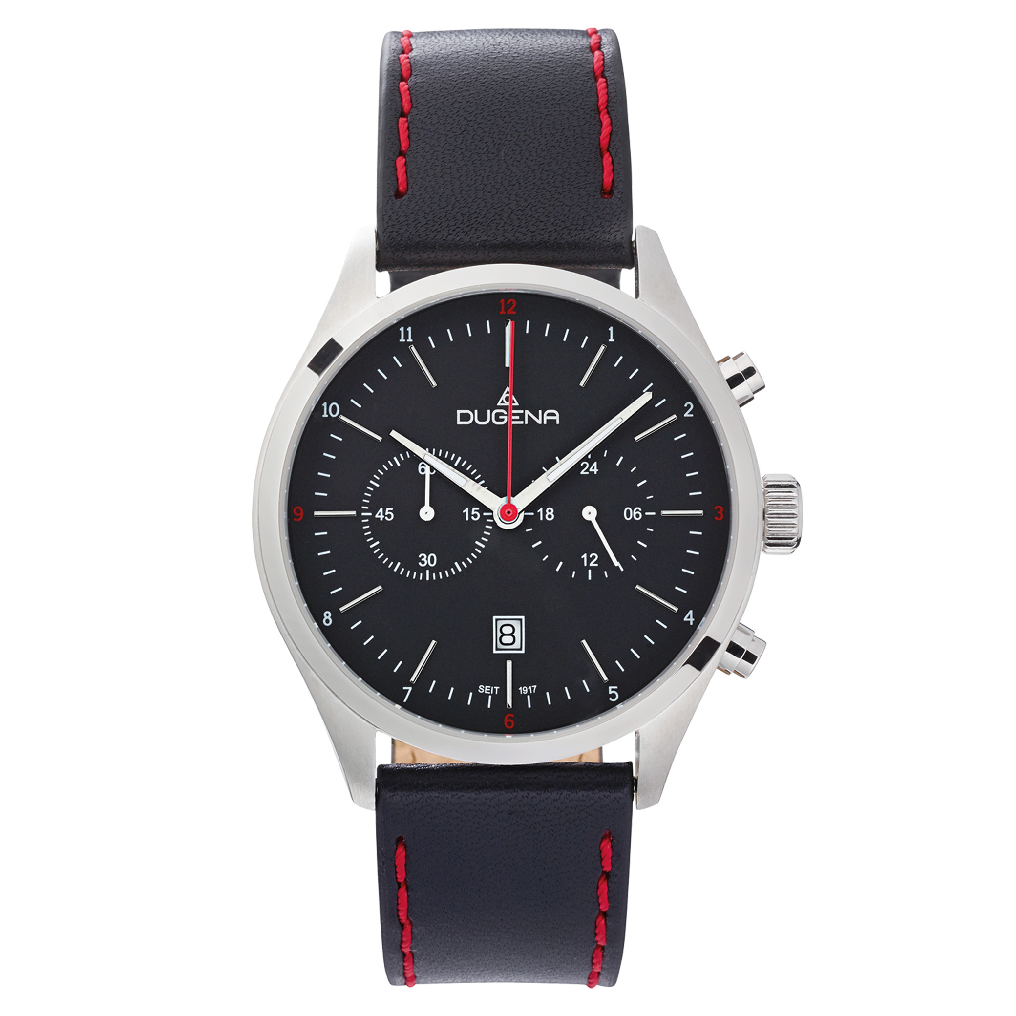 Dugena Dakar 4461054 Chronograph Men\'s Wrist Watch Sapphire Glass Leather  10ATM
