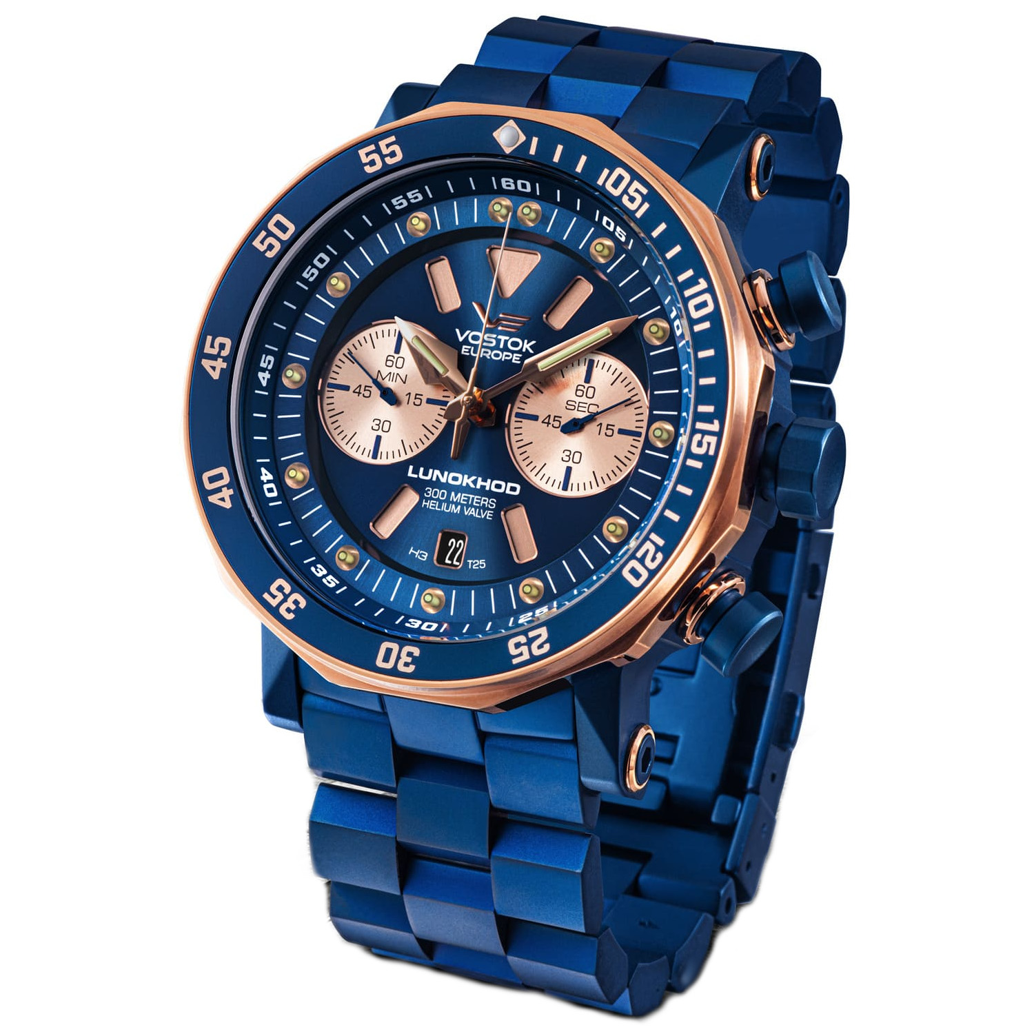 Vostok Europe Lunokhod 2 Grand Chrono 6S21-​620E631B Rosé-Blau 
