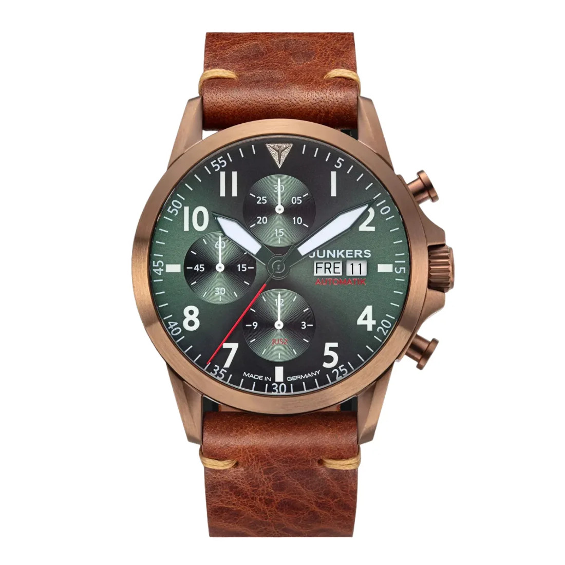 Junkers 9.28.01.06 JU 52 Aviator Chrono ETA Valjoux 7750 Saphir Day Date Grun 42mm
