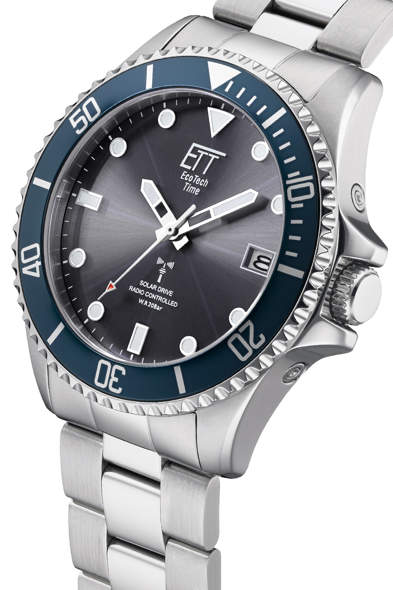 ETT Eco Tech Time Orologio Da Uomo Everest II Titan – Solare E Radiocontrollato – Cassa In Titanio 41 Mm – Grigio