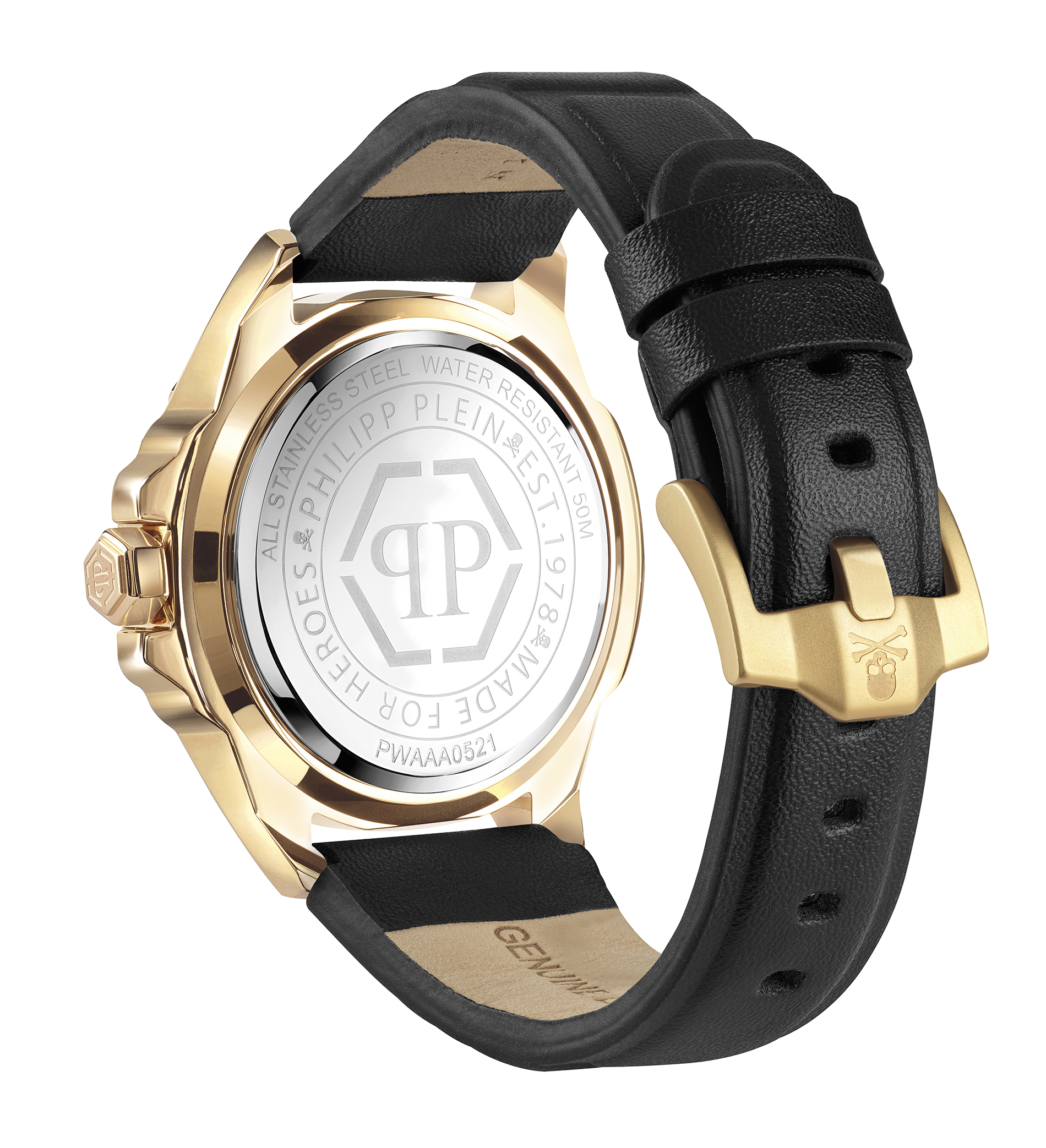 Philipp Plein Herren Armbanduhr PWAAA0521 The Skull Leder 