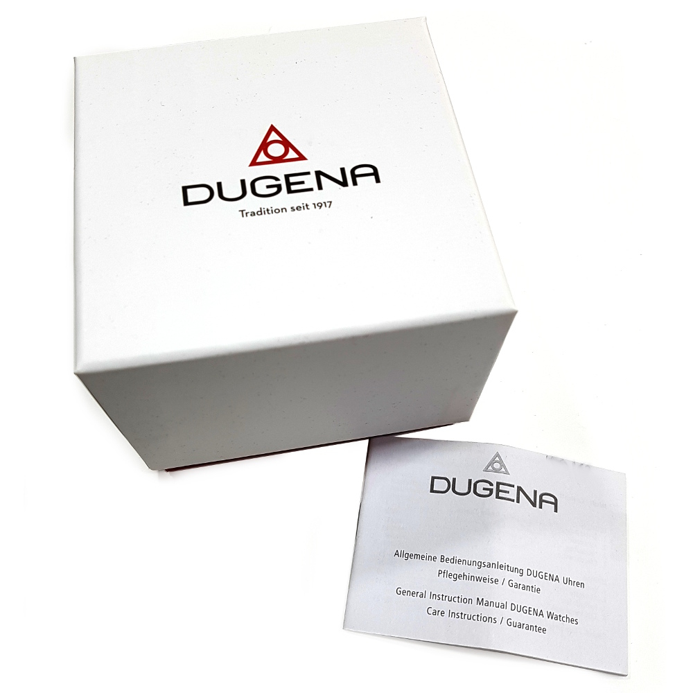 DUGENA Premium Herren Armbanduhr Festa Chrono 7000168 Saphirglas Lederband schwarz