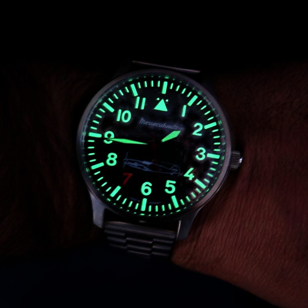 Messerschmitt 109-42R7-MB Rote 7 Herren Armbanduhr Fliegeruhr 42mm