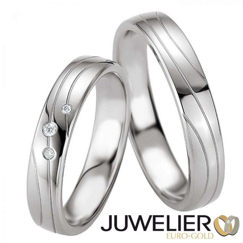 1 Paar Freundschaftsringe, Eheringe in 925 Silber mit Diamanten