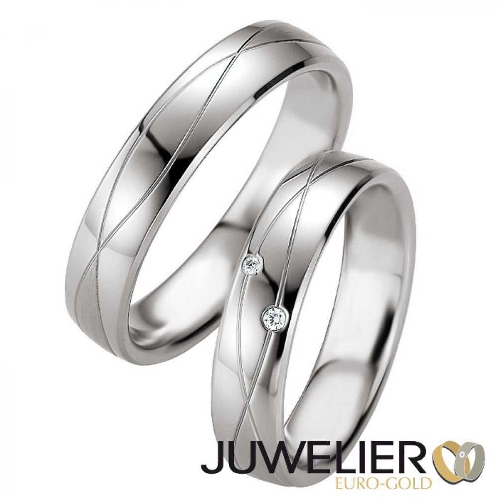 1 Paar Freundschaftsringe, Eheringe in 925 Silber mit Diamanten