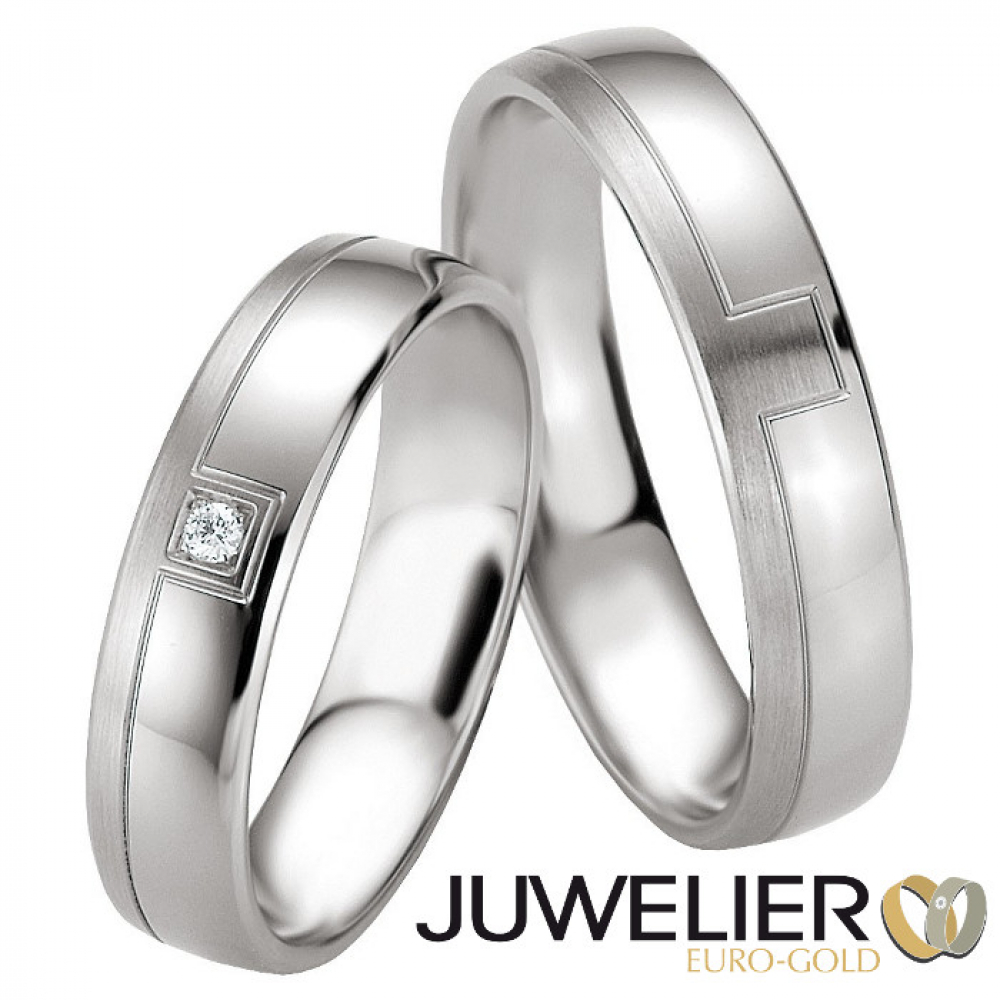 1 Paar Freundschaftsringe, Eheringe in 925 Silber mit Diamanten