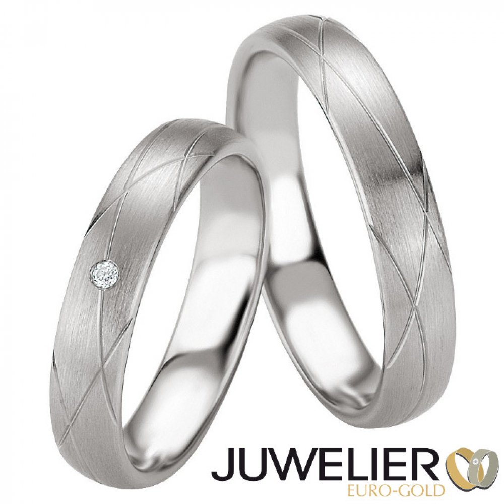 1 Paar Freundschaftsringe, Eheringe in 925 Silber mit Diamanten