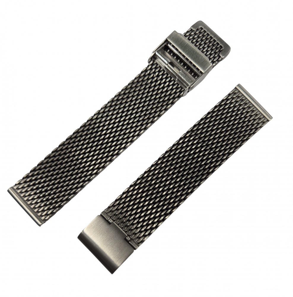 Vollmer 20mm Uhrenband Milanaise Ersatzband Edelstahl brüniert anthrazitfarben