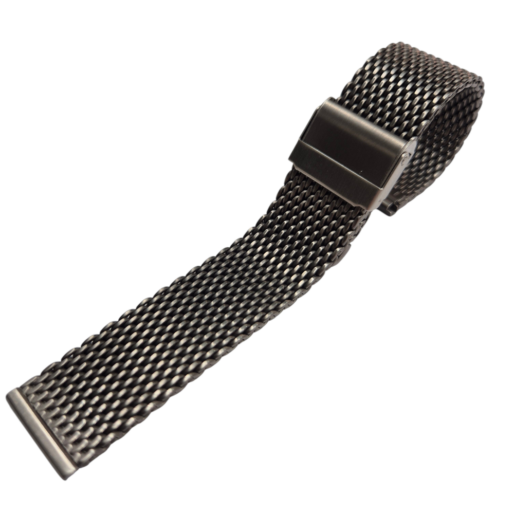 Vollmer 20mm Uhrenband Milanaise Ersatzband Edelstahl brüniert anthrazitfarben
