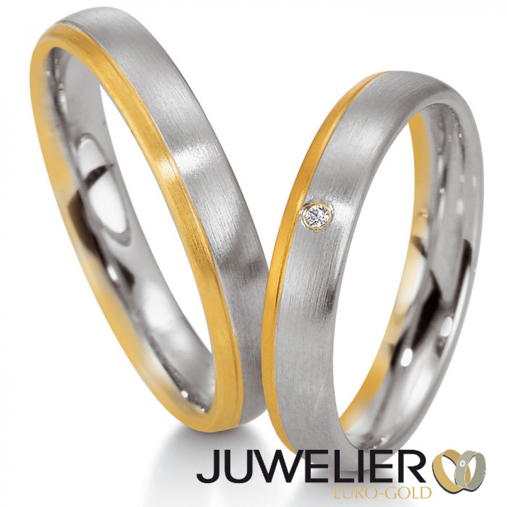 1 Paar Eheringe Trauringe in 950-Platin mit 750-Rotgold