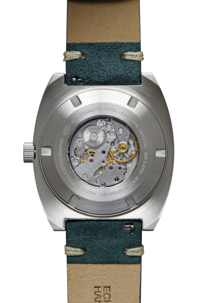 UMF Ruhla 1452-4 Armbanduhr Zaria Mechanik, Handaufzug, Saphirglas, 41mm, Grün