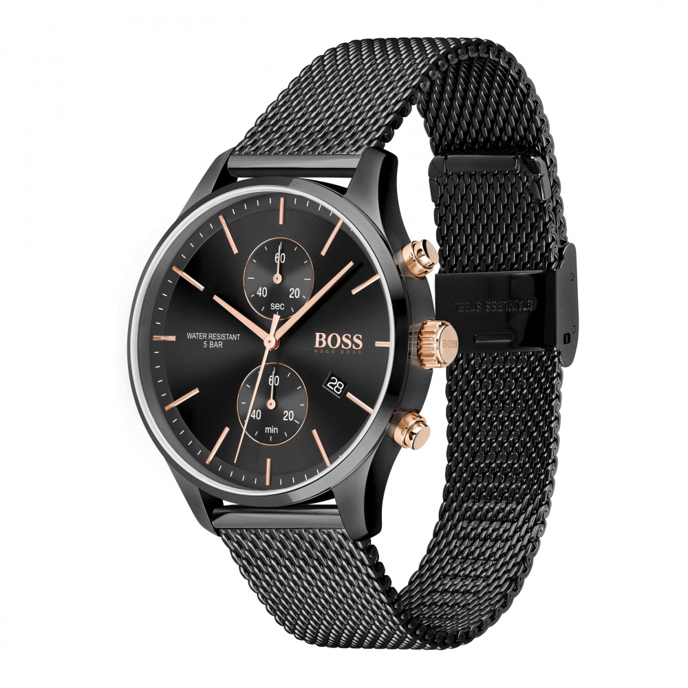 Hugo Boss Herren Armbanduhr Associate Chronograph 1513811 Edelstahl Milanaise