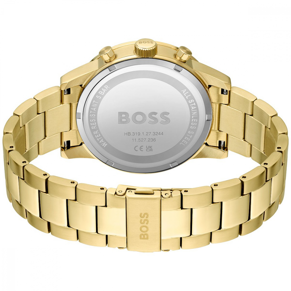 Boss Herren Armbanduhr 1513923 Chronograph Edelstahl goldfarben, 45mm