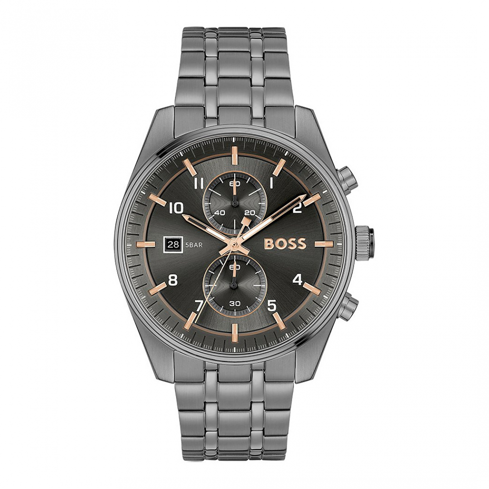 Boss Herren Armbanduhr Skytraveller Chronograph 1514153 Edelstahl anthratzit