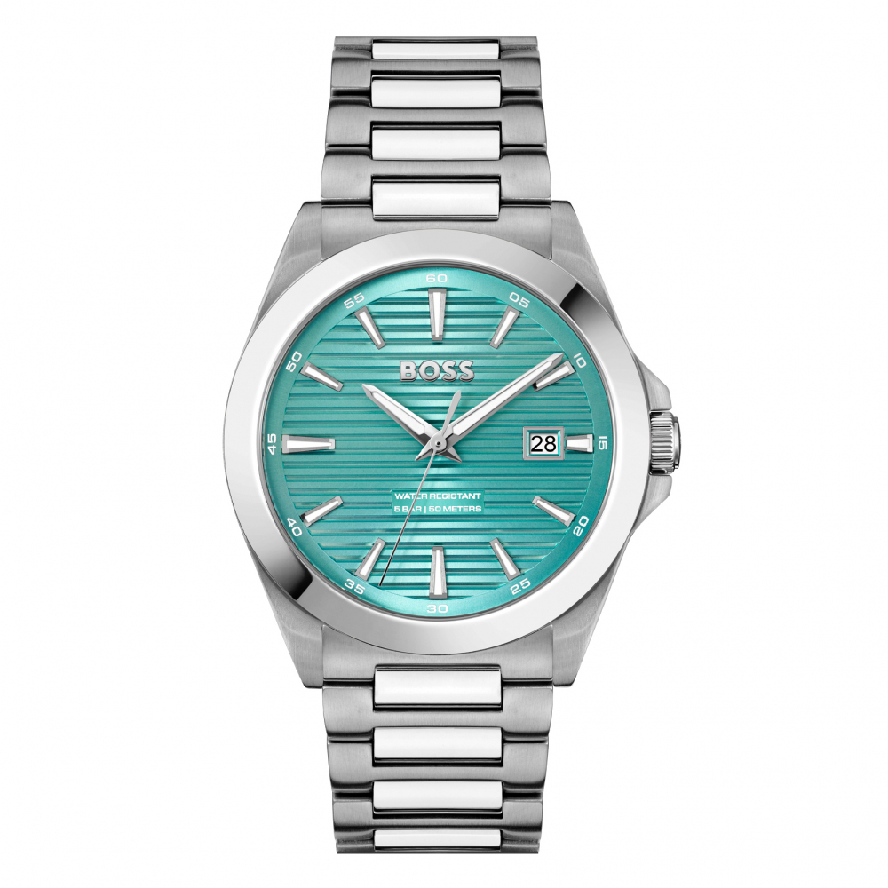 Boss 1514171 Herren Armbanduhr Edelstahl, Turkis, 41mm