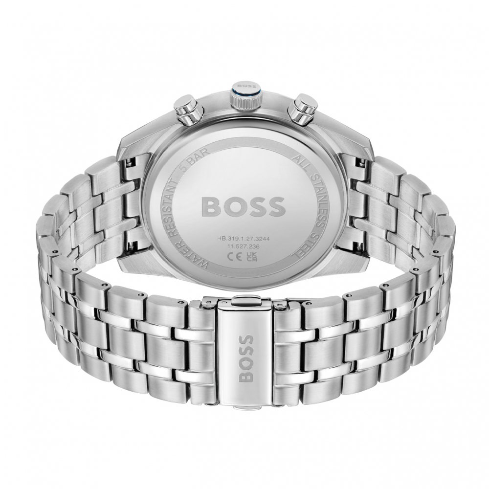 Boss Herren Armbanduhr Skytraveller Chronograph 1514216 Edelstahl, blau, 44mm