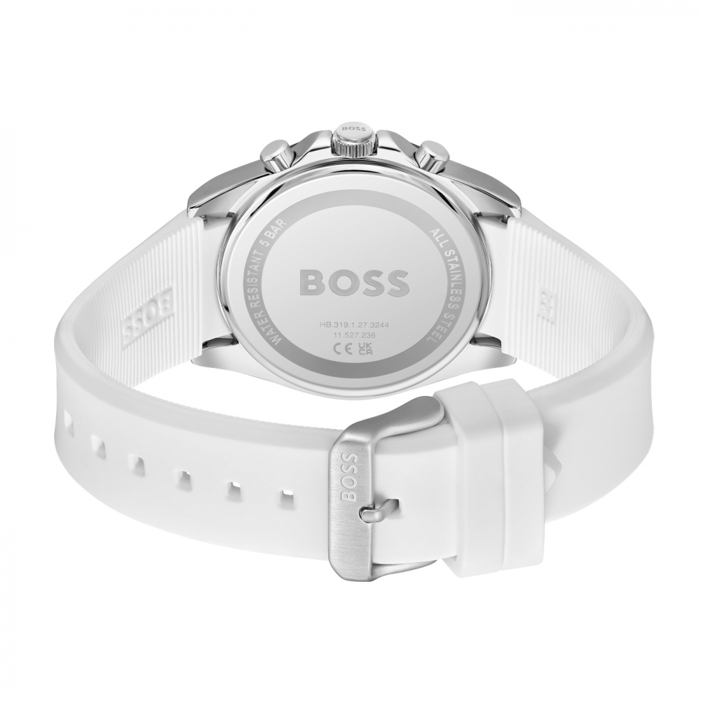 Boss Herren Armbanduhr 1514238 STRIKE Chronograph Silikonband blau-weiß
