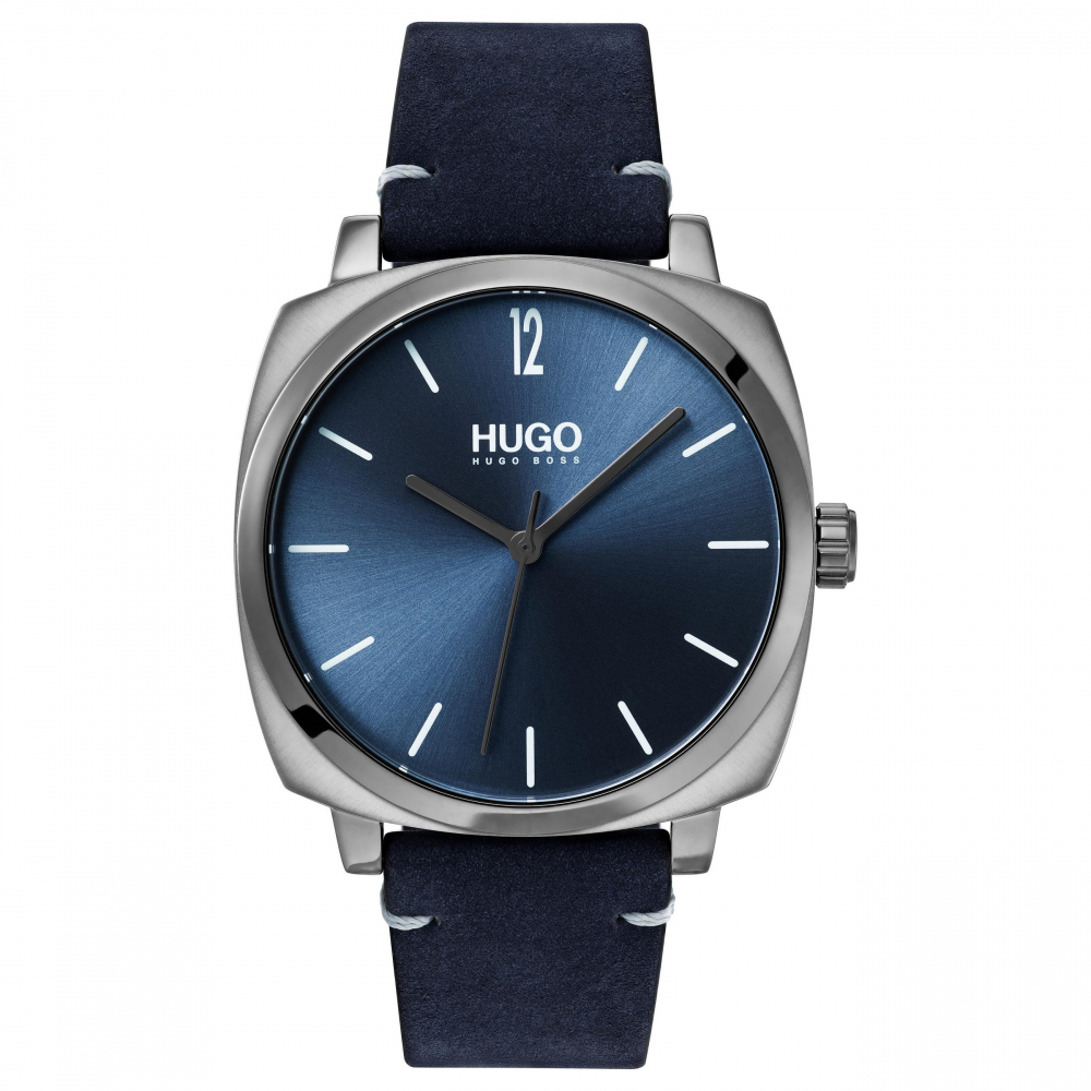 HUGO Herren Armbanduhr 1530069 Own Lederband blau