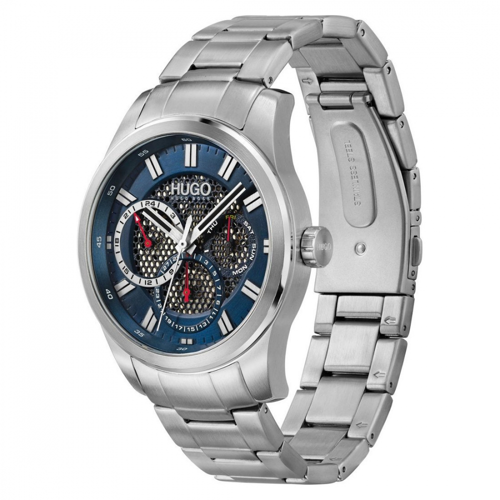 HUGO Herren Armbanduhr 1530191 Skeleton Multifunktion Day-Date, 24h-Anzeige