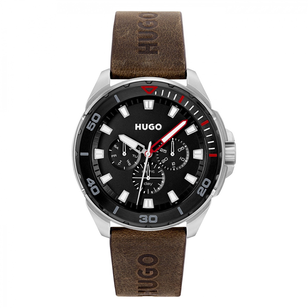 B-Ware Hugo Herren Armbanduhr 1530285 Multifunktion, Lederband, 45mm