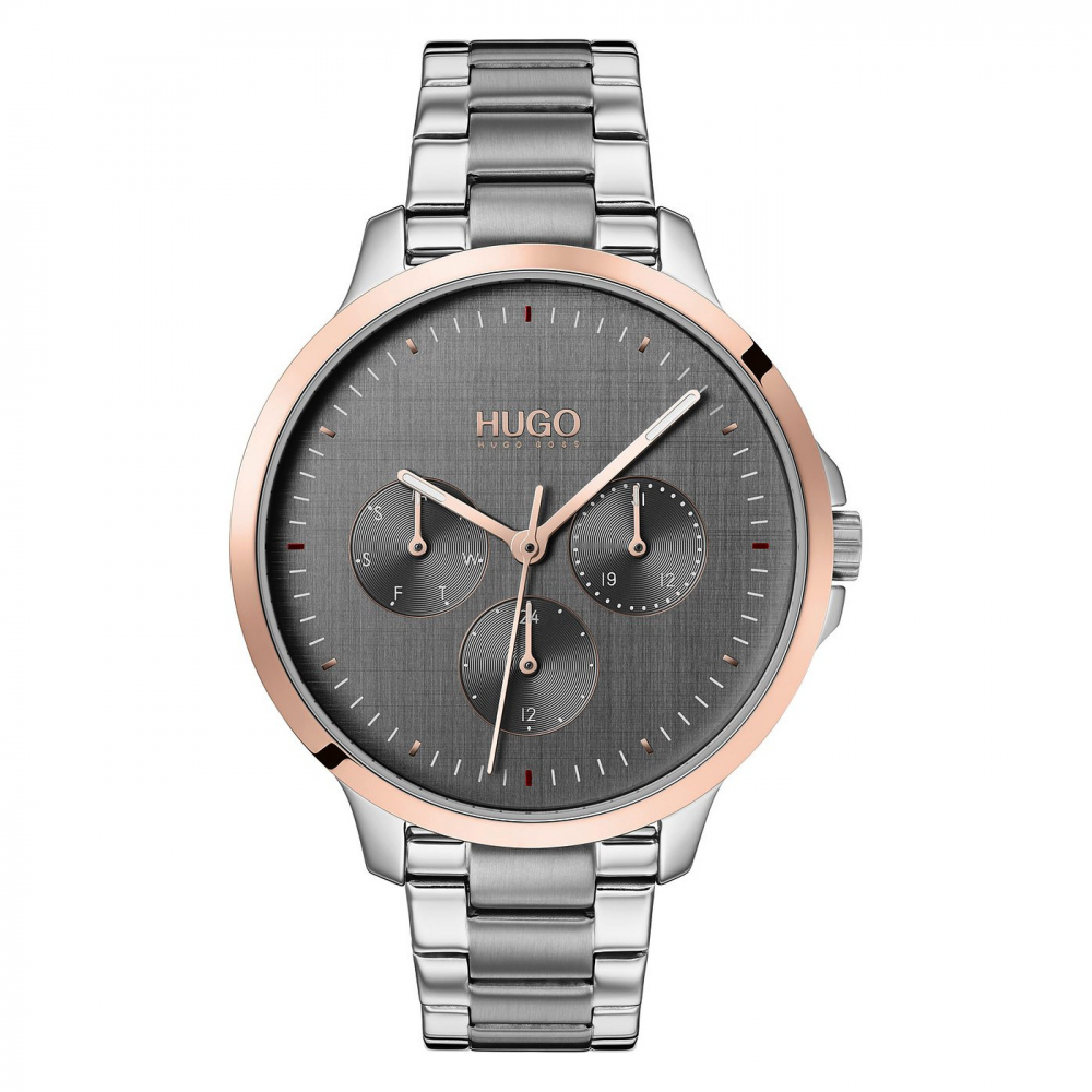 HUGO Damen Armbanduhr Multifunktion 1540014 Day-Date, bicolor