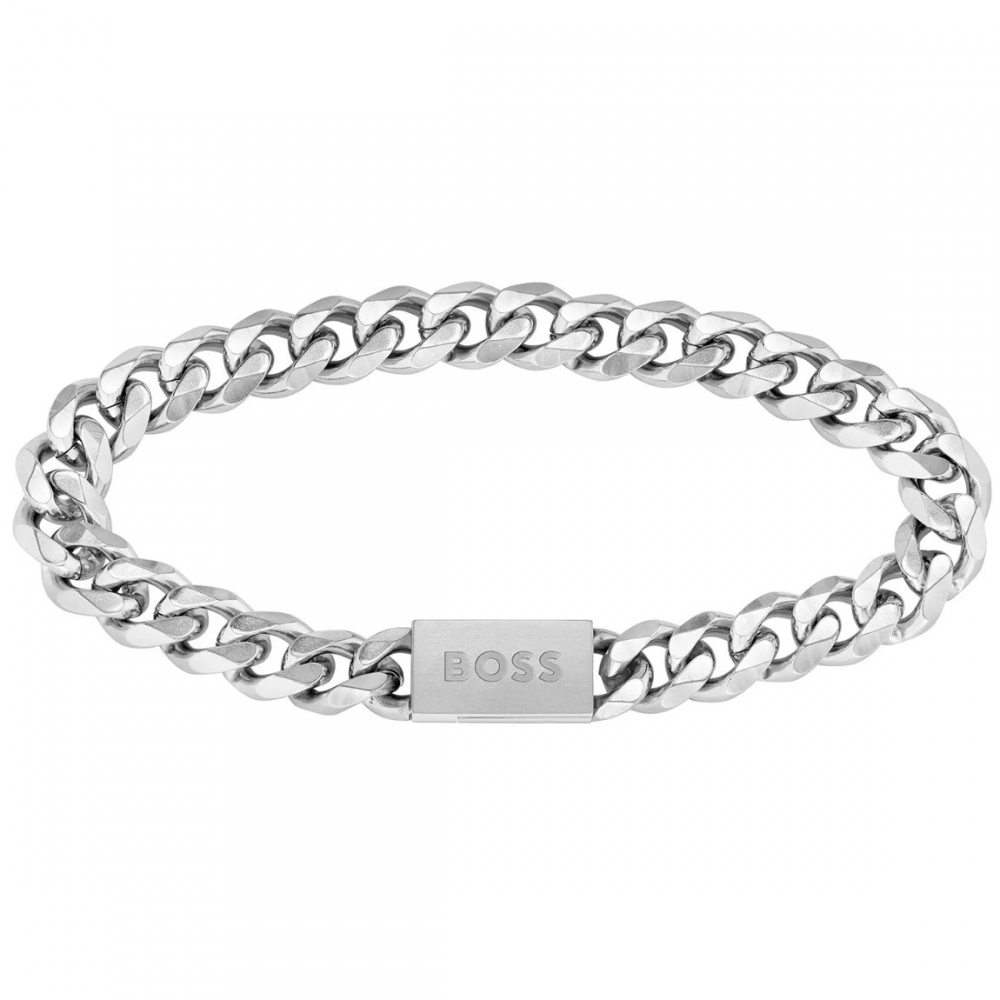BOSS 1580144M Herren Glieder-Armband Edelstahl Silberfarben 20cm
