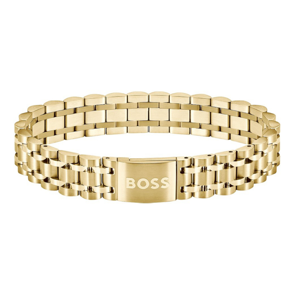 BOSS Herren Armband Edelstahl 1580645 Gliederband Goldfarben 20cm
