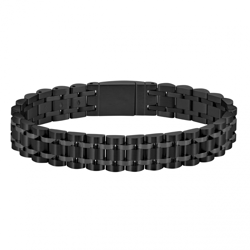 BOSS Herren Armband Edelstahl 1580646 Gliederband IP-Schwarz 20cm