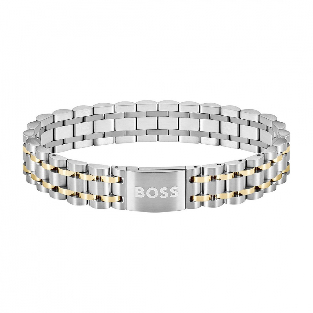 BOSS Herren Armband Edelstahl 1580647 Gliederband bicolor 20cm