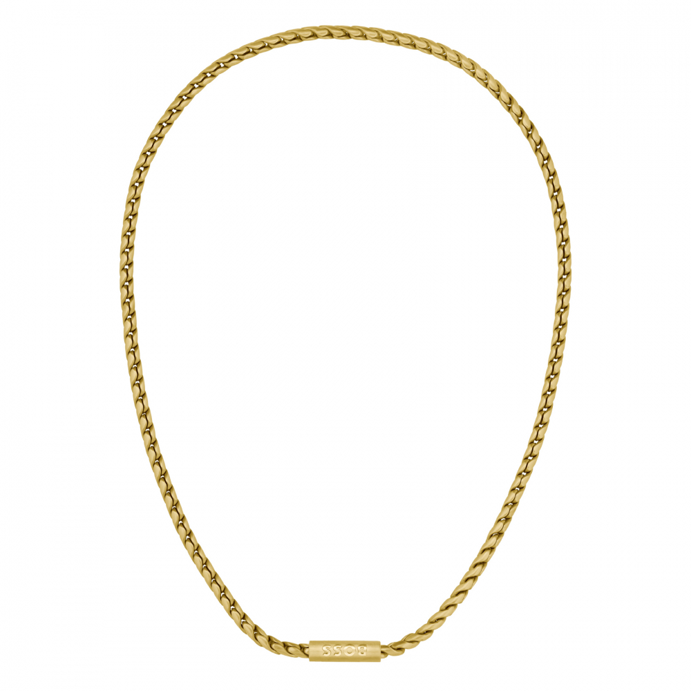 BOSS Herren Kette 1580694 Edelstahl 57cm Goldfarben Magnetverschluss