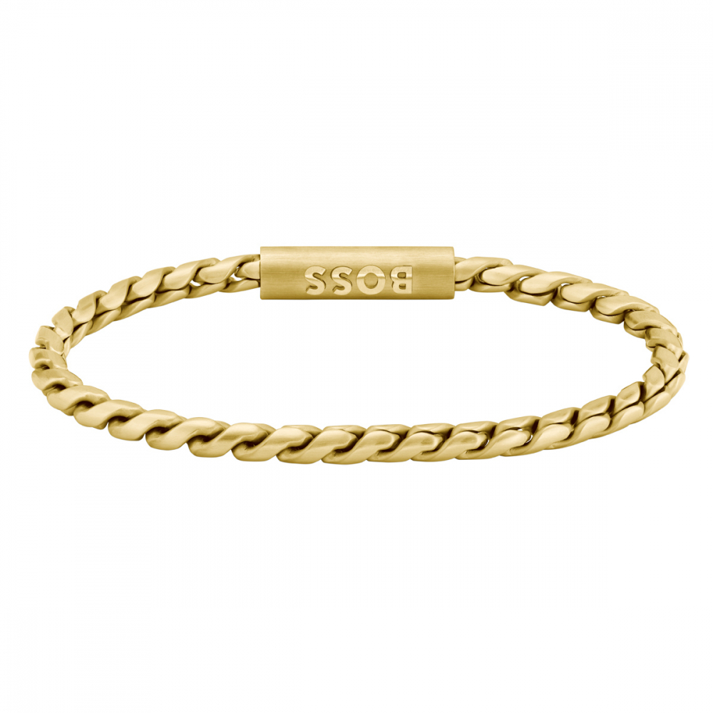 BOSS Herren Armband Edelstahl 1580696 Gliederband Goldfarben 20cm