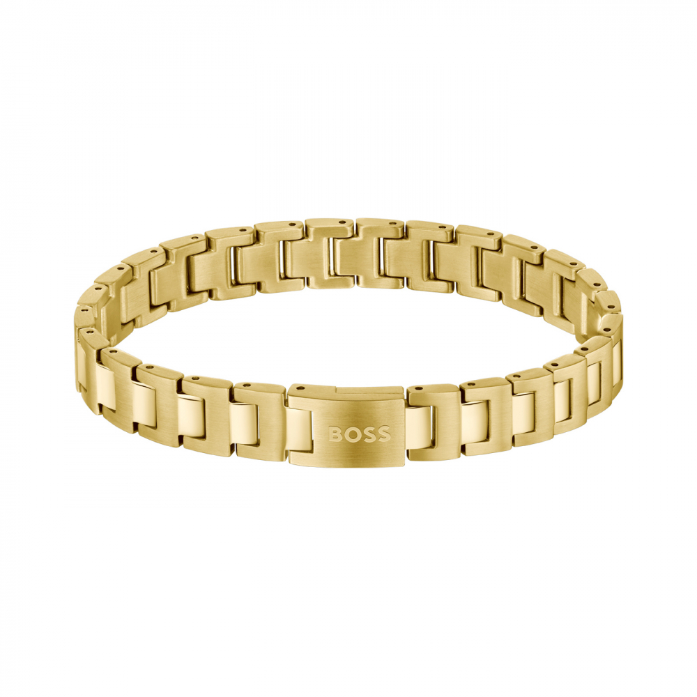 BOSS Herren Armband Edelstahl 1580753 Gliederarmband Goldfarben 20cm