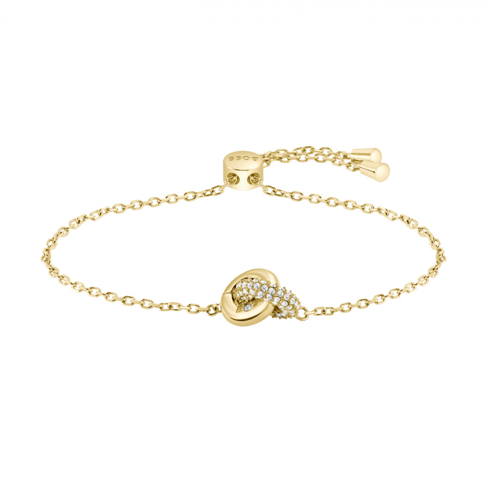 BOSS Damen Armband Edelstahl 1580757 Gliederarmband Goldfarben 17,5cm